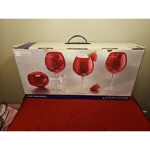 Set of 4 RUBY red WINE GOBLETS new in box